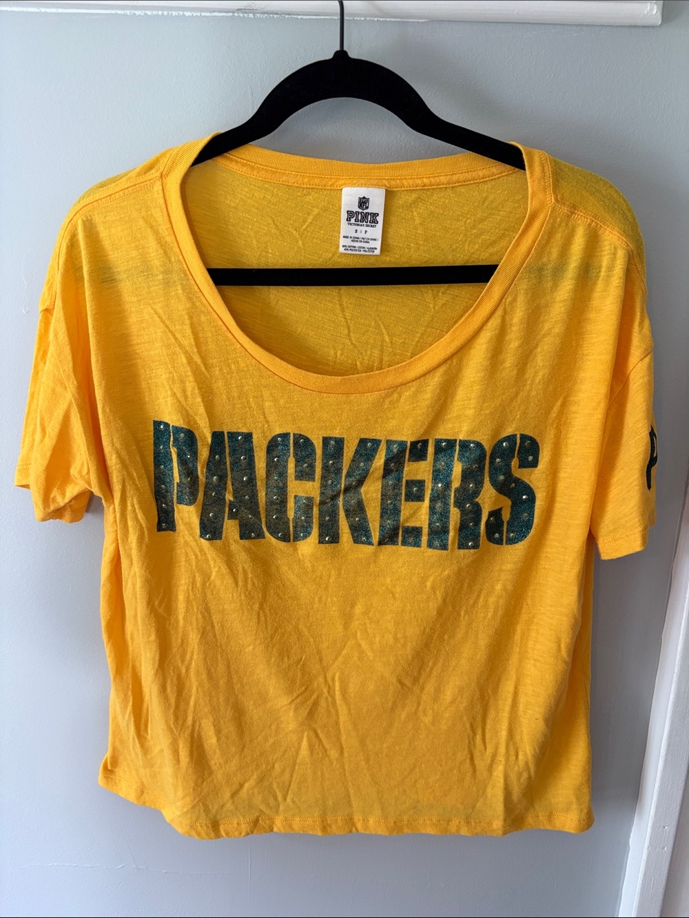 Like New PINK Victoria's Secret Yellow Packers Graphic Tee Women’s Size S